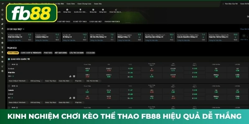 Kinh nghiệm chơi kèo thể thao FB88 hiệu quả dễ thắng